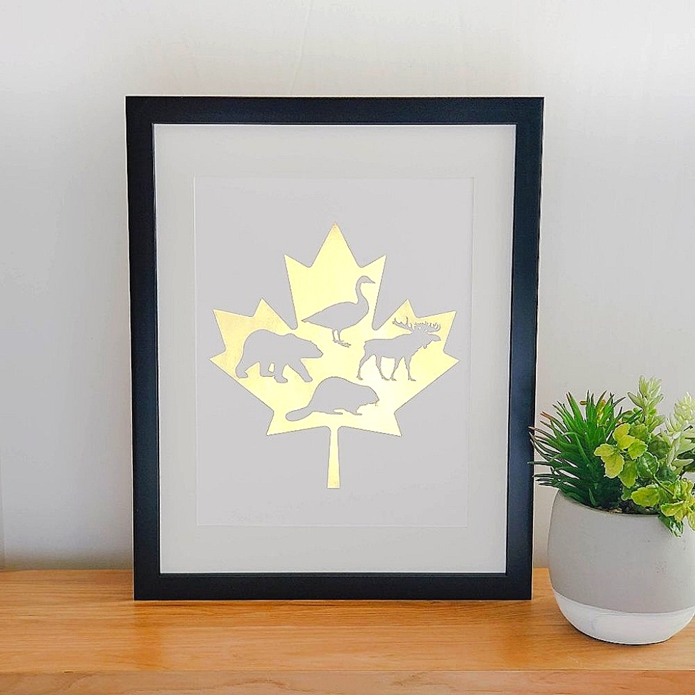 Maple Leaf Wall Art Real Gold Foil Print